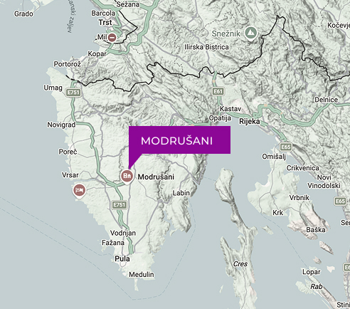 Map showing Villa Scvola Elementare location near Pula, Rovinj and Poreč in Istria